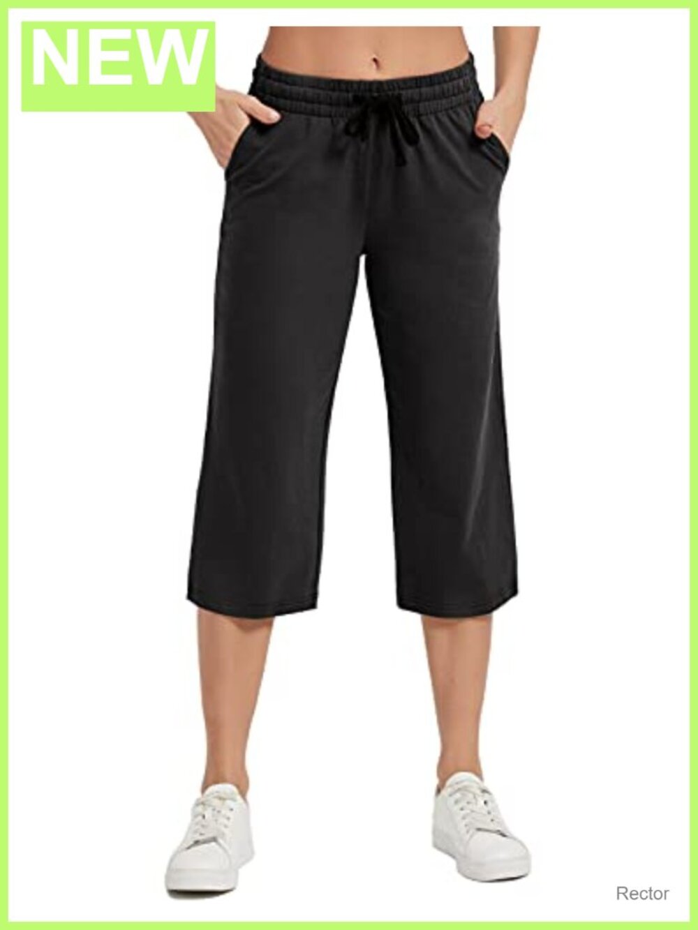 Women's Cotton Spandex Capri Sweatpants Wide Leg with Pockets